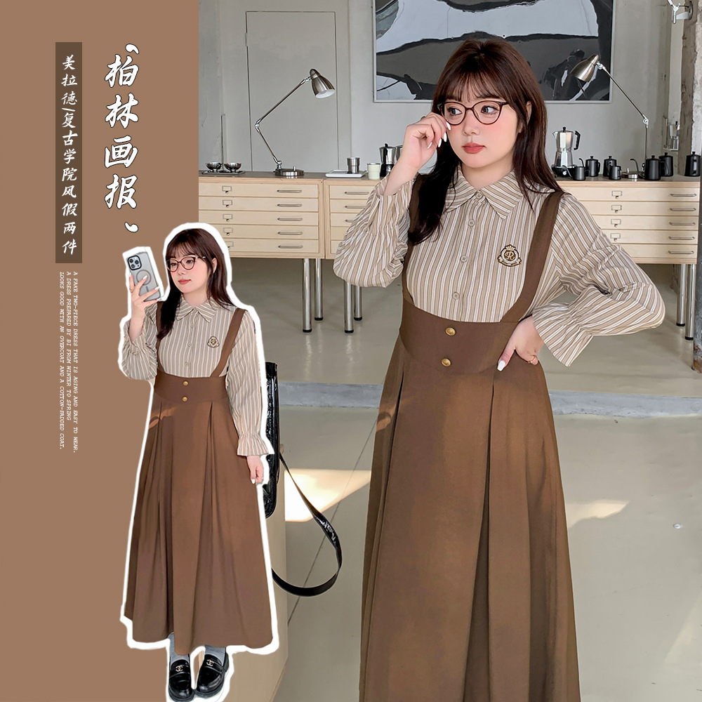  春  XL-5XL 大きいサイズ 重ね着ワンピース 