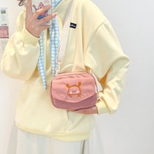 2025条绒ins日系原宿帆布斜挎包女学生单肩包韩版可爱少女帆布包