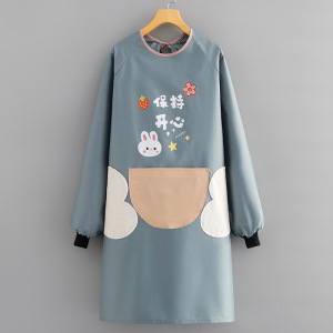 Venta al por mayor cocina impermeable Niña de dibujos animados mono de manga larga a prueba de aceite engrosado borrable mano delantal adulto Otoño e Invierno overoles