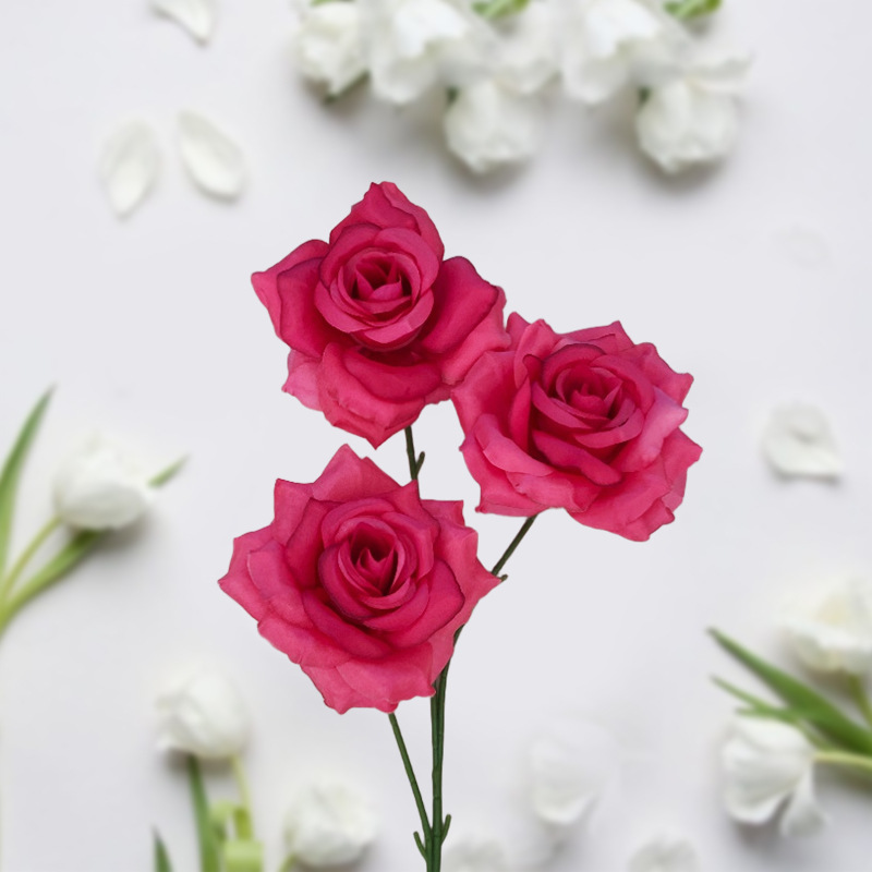 仿真单支玫瑰花多色可选长杆造型家居装饰派对布置人造花艺用品
