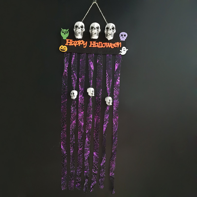 Decoración de Halloween de la casa embrujada de la atmósfera de terror decoración de props de simulación de pequeños fantasmas colgantes colgantes de cráneo colgantes de cortina de puerta