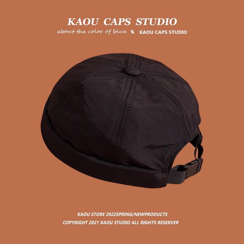 Quick-drying light board melon skin cap - black