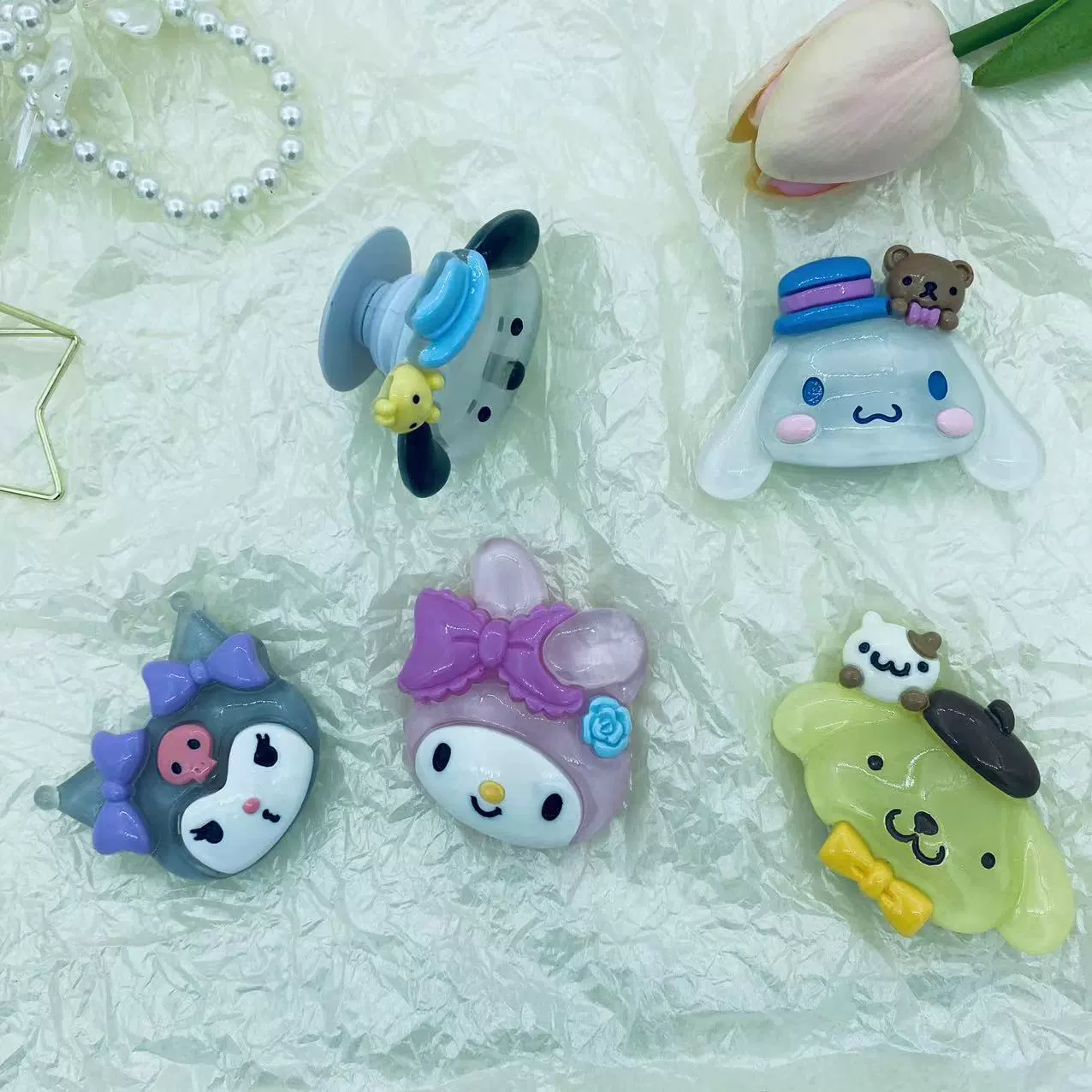 Держатель подушки безопасности для мобильного телефона Sanrio, светящийся стиль, задняя наклейка Kurome Melody, телескопический держатель, настольный держатель драмы