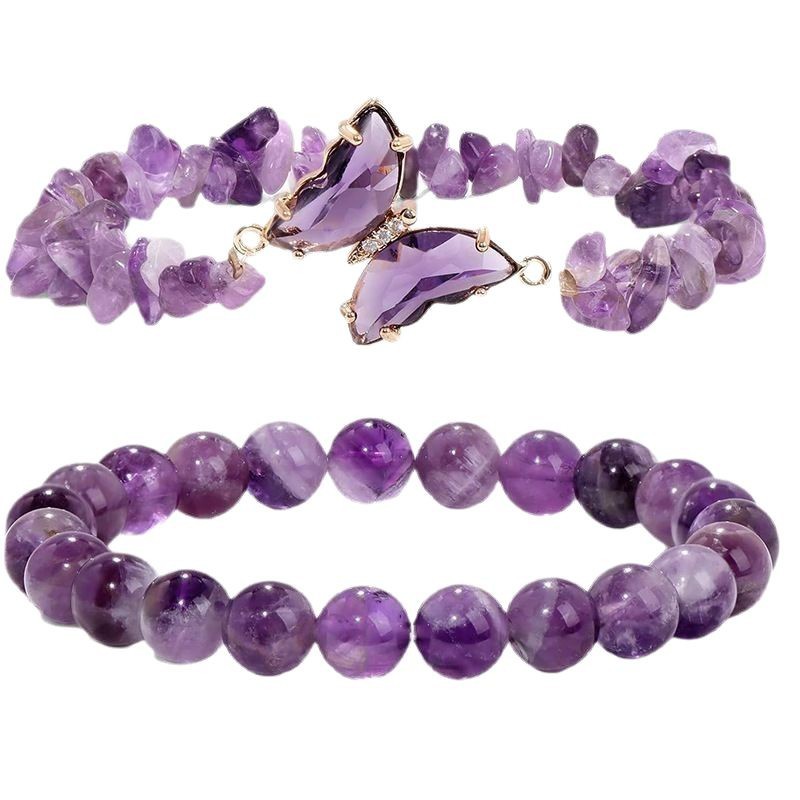 Natürliches Amethyst Schmetterling Armband Mit Elastischen Perlen_voghion.com