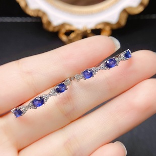 Factory wholesale explosions natural sapphire earrings S925 silver inlaid with the main stone 3*5 selling Europe and the United States a generation of hair