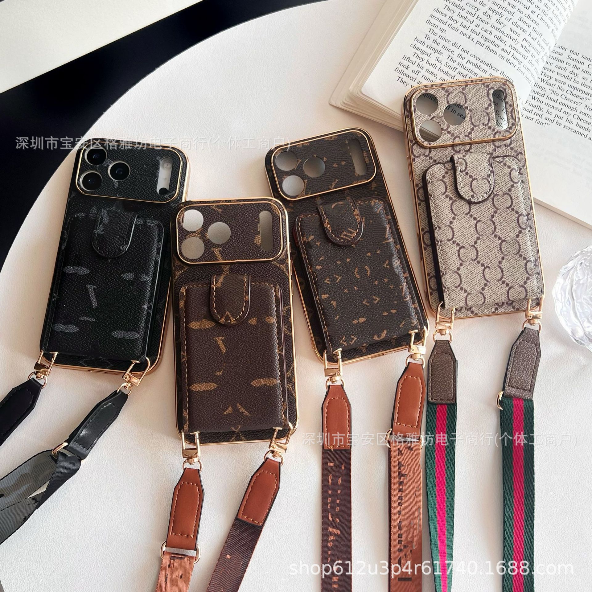 Leather Luxury Diagonal Cross-Body Suitable for Apple 16Promax Mobile Phone Case Trendy Iphone17 Classy Card Holder Protective Cover