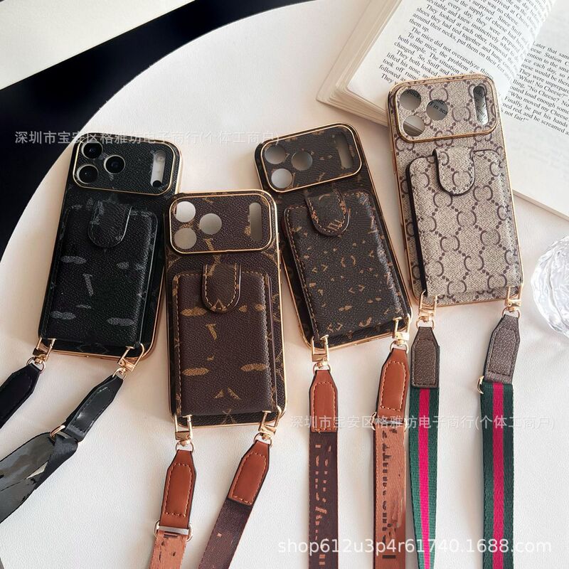 Electroplated Lanyard Crossbody Card Holder Suitable for Apple 16 Pro Max iPhone 17 Phone Case, Trendy Brand with a High-End Feel, Niche Style