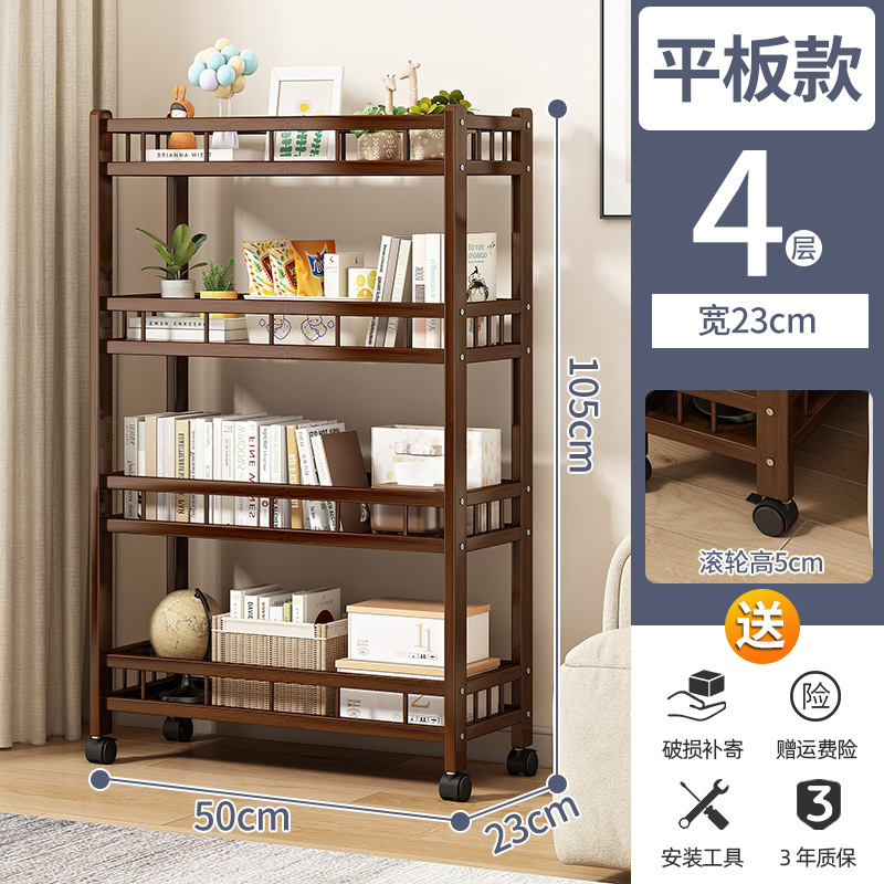 Estante de almacenamiento de madera maciza de múltiples capas para niños con ruedas