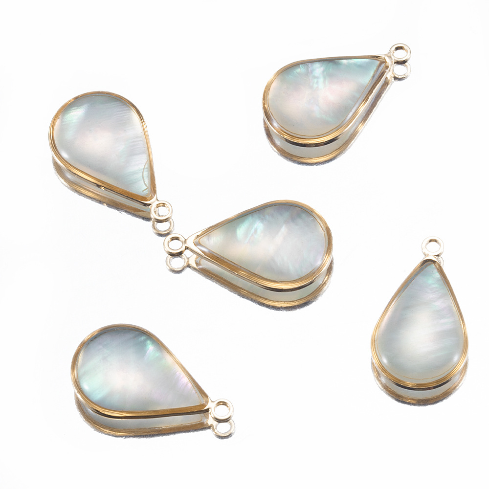 銅合金天然貝殻縁ペンダントアワビ貝円形シングルペンダントdiy手作り耳飾りネックレスアクセサリー