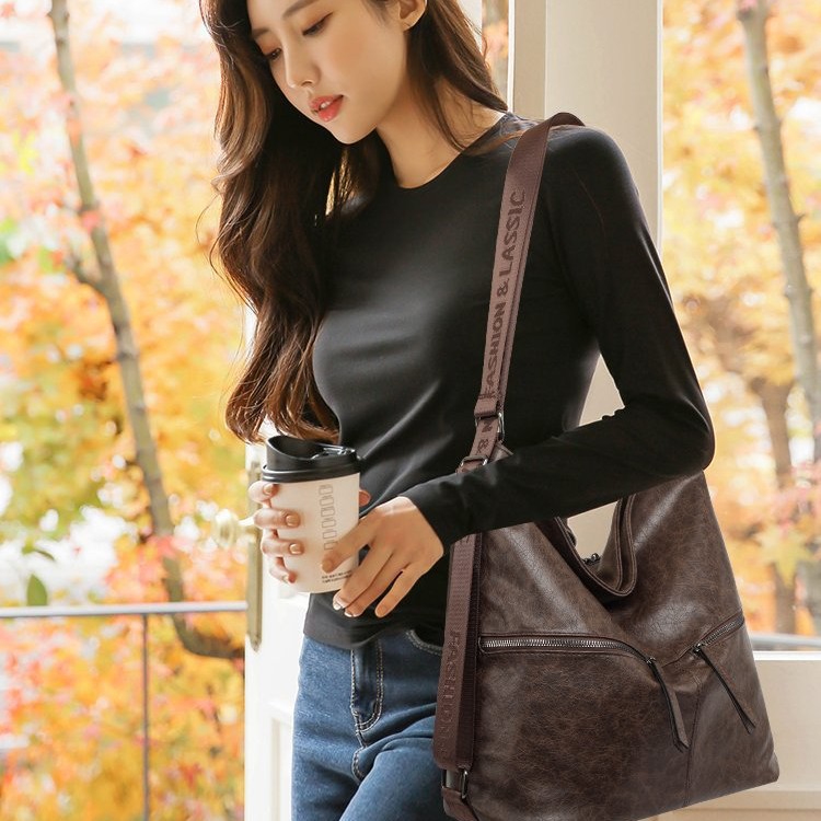 Premium Fashion Leather Waterproof Backpack & Crossbody Bag For Women, 2-In-1 Commuter Tote And Shoulder Bag - Thumbnail 4
