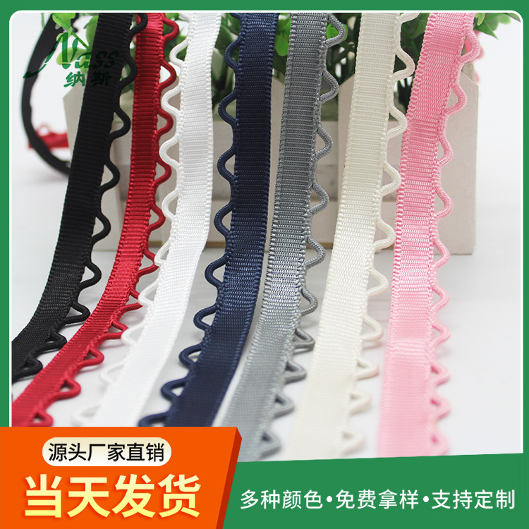 Factory Direct Lace Webbing Polyester Ear Strap Plain Weave Webbing Shoe Materials Accessories Pullable Single-Sided Wave Webbing Factory Direct Lace Webbing Polyester Ear Strap Plain Weave Webbing Shoe Materials Accessories Pullable Single-Sided Wave Webbing