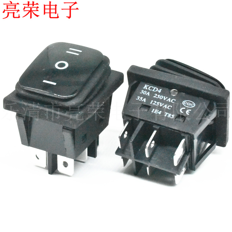 KCD4 6脚3档 连体防水电源开关 30A 大电流 防水船型开关