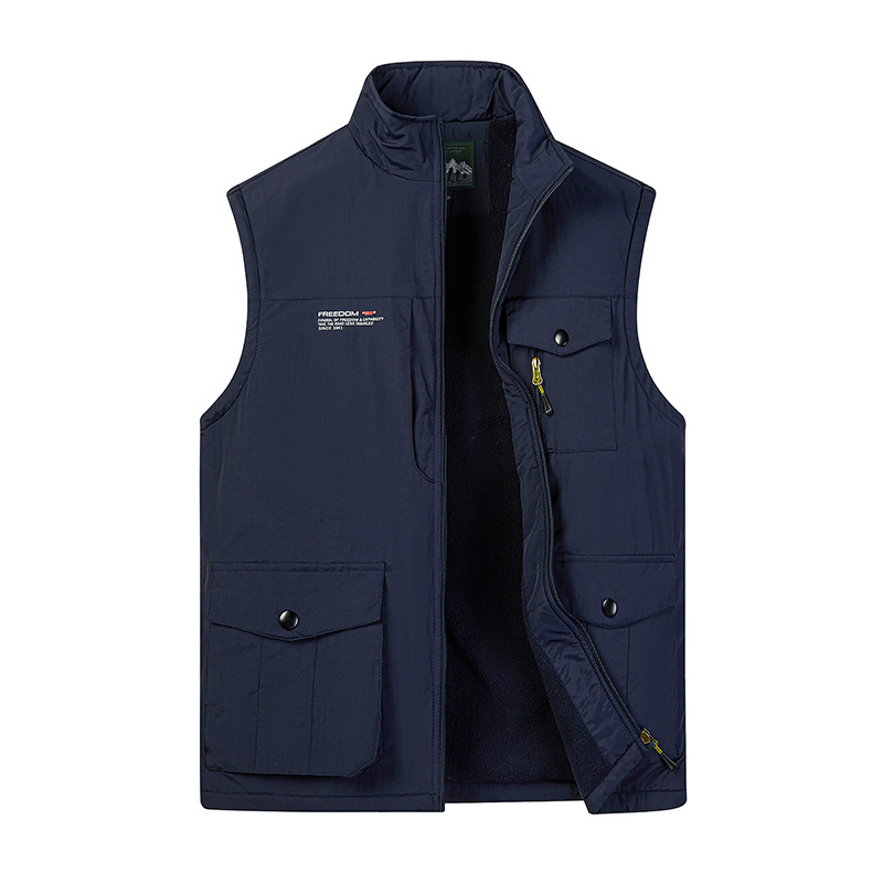 Chaleco deportivo al aire libre transfronterizo de bolsillo relajado primavera y otoño chaleco de pesca casual hombre de color sólido chaqueta grande