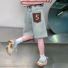 女童夏季牛仔短褲2024新款運動小女孩夏裝休閒五分褲兒童夏款褲子