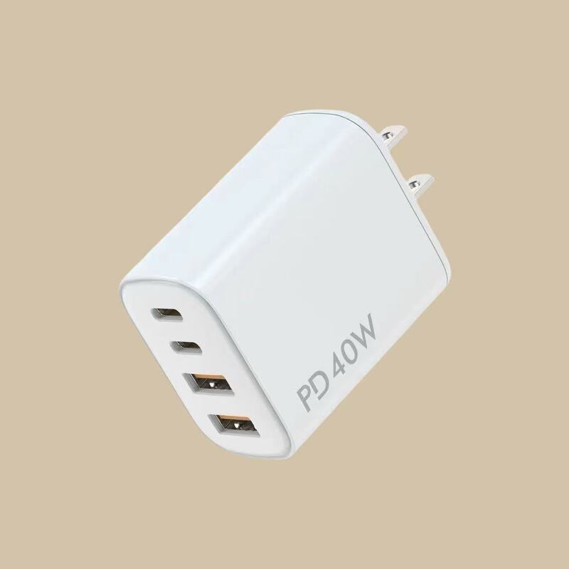国境を越えた供給インテリジェント高速充電デュアル出力 2C2A 40W PD+QC3.0 デスクトップ マルチポート EU プラグ充電器|undefined