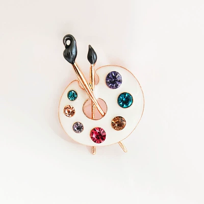 Cross-Border European and American Enamel Yaxa sancaqları - x0304-white-palette-brooch