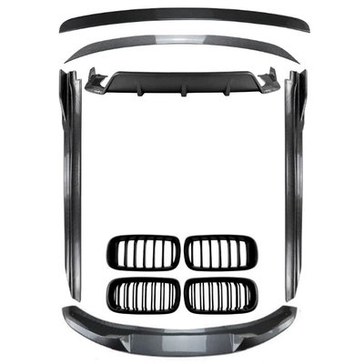 Bmw X5 F15 Front Lip, Front: Big Surrounded - carbon-fiber-look-rear-spoiler-with-center-grille-no-lights-fits-2014-2018-models