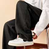 Ретро осенние демисезонные прямые свободные джинсы, повседневные брюки, в американском стиле, оверсайз, свободный крой