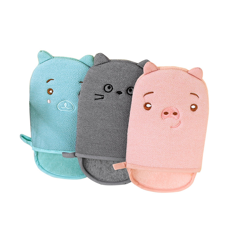 Color puro de los niños lindo piel sin dolor descontaminación indolora arena fina guantes de baño Toalla de baño de barro de las mujeres