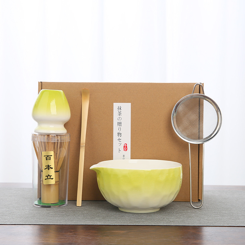 Juego de matcha degradado de matcha de estilo japonés exclusivo transfronterizo, cepillo de té Baibenli, juego de 5 piezas de herramientas de té de la dinastía Song