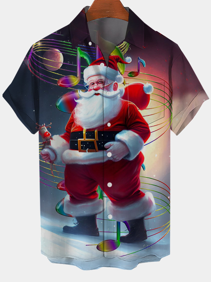 2025 nuevo estilo comercio exterior transfronterizo elemento creativo camisa 3D impresión digital tendencia suelta camisa de manga corta top de hombre