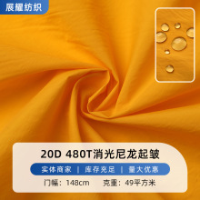 480T消光尼龙布棉服羽绒服夹克外套防水面料20D起皱尼丝纺哑光