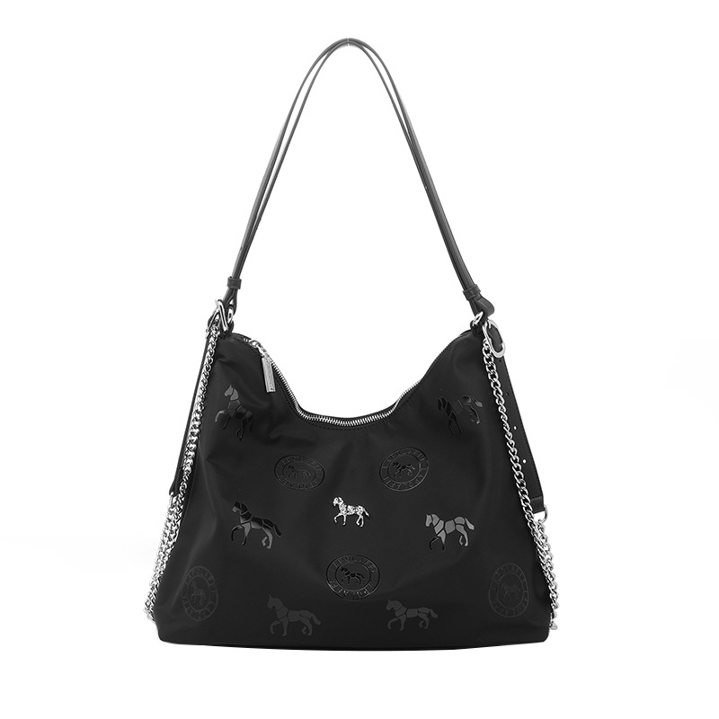 Bolso de impresión de superficie suave casual para mujer de tela de nailon Bolso de axila con cremallera de estilo europeo y americano de alta gama LP7236 #