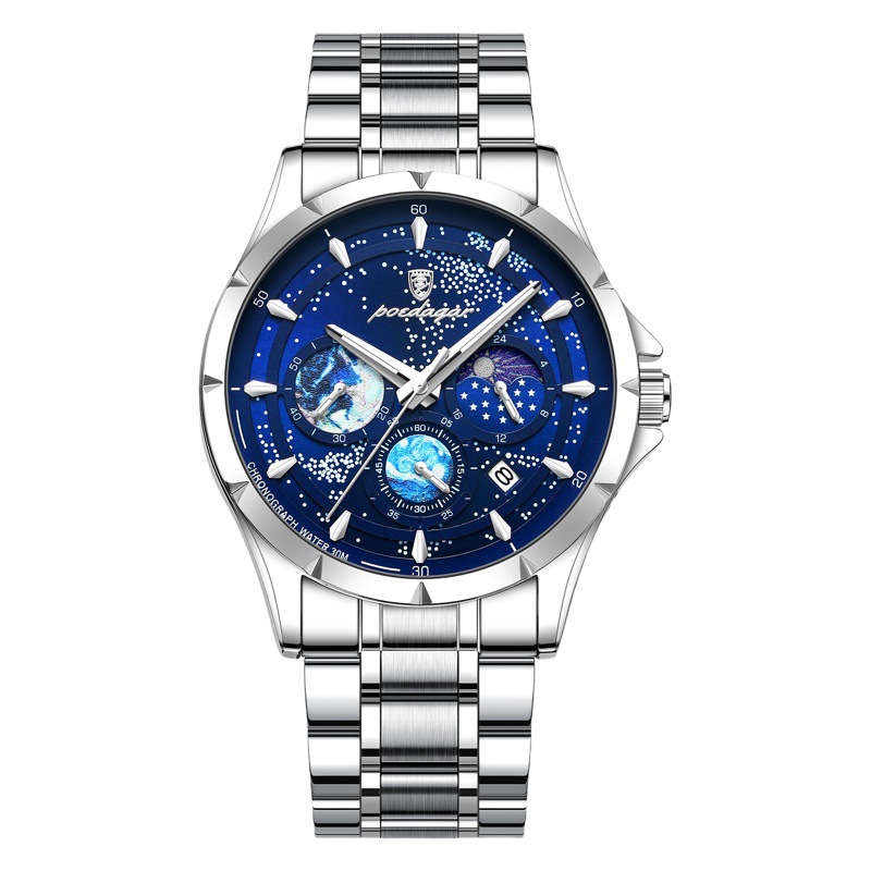 Marca Suiza nuevo reloj de hombre luminoso multifuncional reloj de cuarzo impermeable transmisión en vivo Comercio exterior popular entrega de una pieza