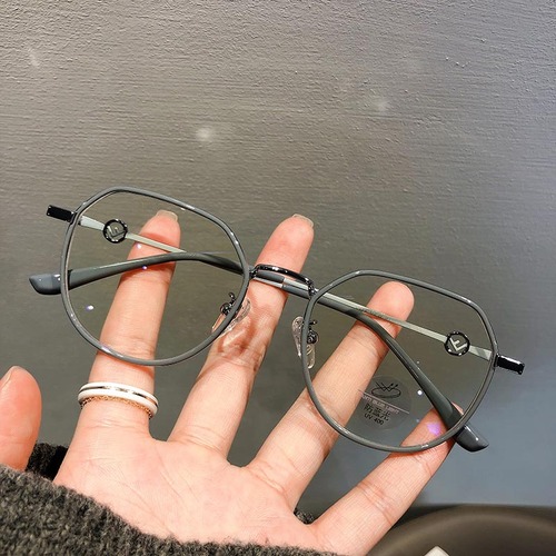 Xiaohongshu's same style black frame glasses without makeup artifact anti-blue light glasses frame women's large frame flat glasses trend 0672