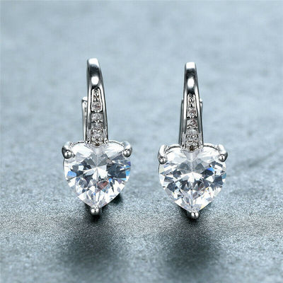 Fashion Heart Shape Copper Plating Inlay Zircon Hoop Earrings 1 Pair