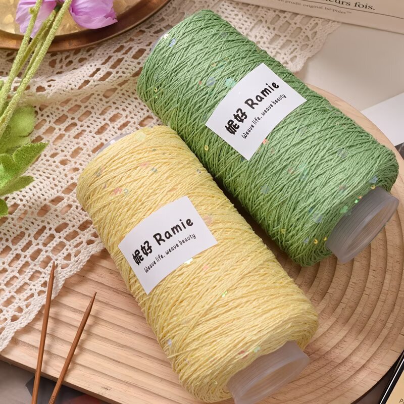 Natural Ramie Yarn Lace Linen Sequin Thread Hand-Knitted Short-Sleeved Shawl Thread Blanket Bag Thread Does Not Pill
