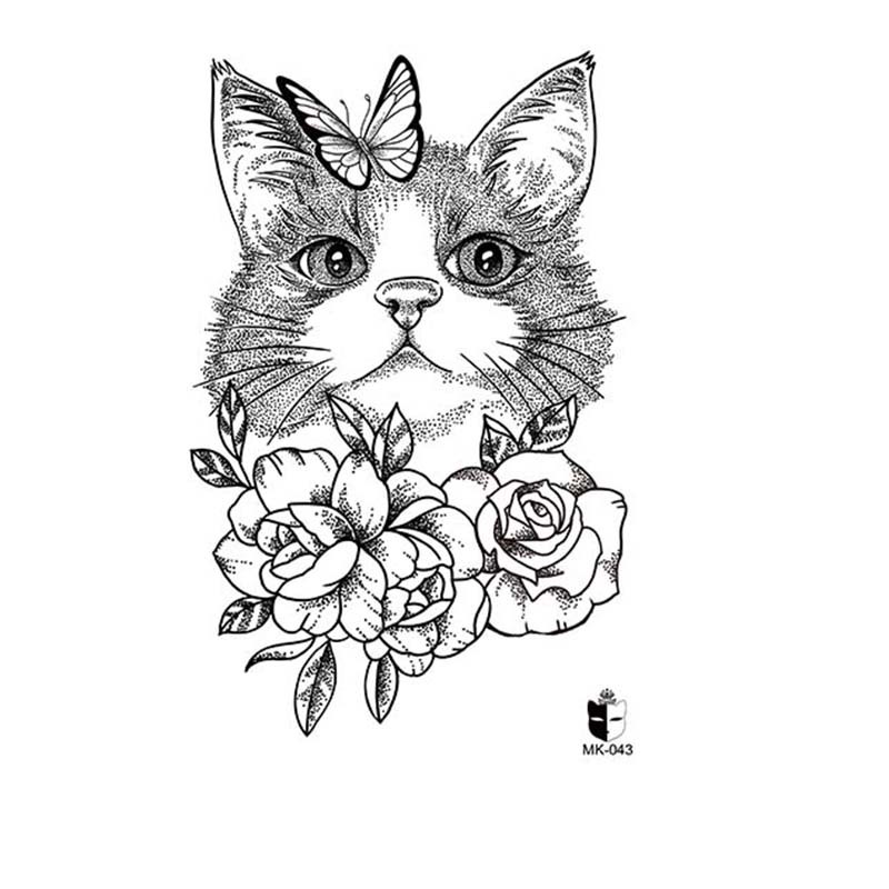 Animal blanco y negro desechable pegatinas de tatuaje belleza pegatinas de tatuaje moda estética patrón de personalidad dama pegatinas de tatuaje
