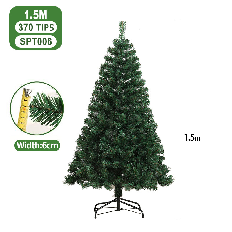 Árbol de Navidad de PVC gran árbol de simulación verde encriptado 1,5 m/1,8 m decoración de piso de hotel en casa en stock