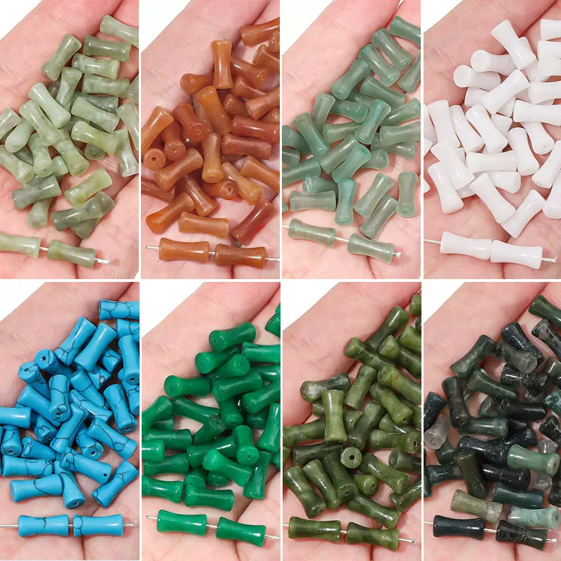 天然石竹节东陵玉串珠玉石玛瑙竹节散珠diy古风饰品配件竹节手串