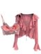 Spring 2023 ruffled v-neck long-sleeved shirt with lace polka dot suspenders pure desire style two-piece suit