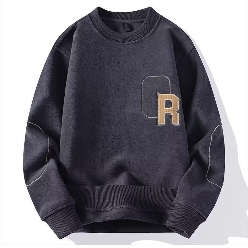 Herren-Fleece-Sweatshirt mit doppelter Lage – Retro-inspirierter Rundhalspullover (Schwarz/Grün/Anthrazit/Khaki, M-3XL)_voghion.com