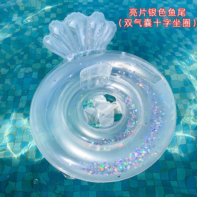 Flotador Inflable de Natación de PVC Ecológico con Manijas, Engrosado, con Lentejuelas para Piscina y Parque Acuático