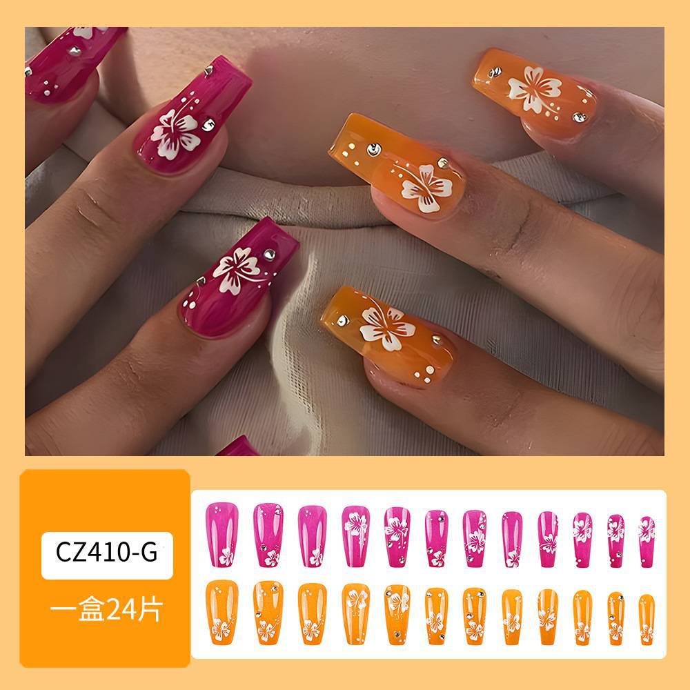 Pieza de uñas de desgaste súper largo diamante transfronterizo uña falsa pieza europea y americana pieza de uñas Comercio exterior parche de uñas prensa en las uñas