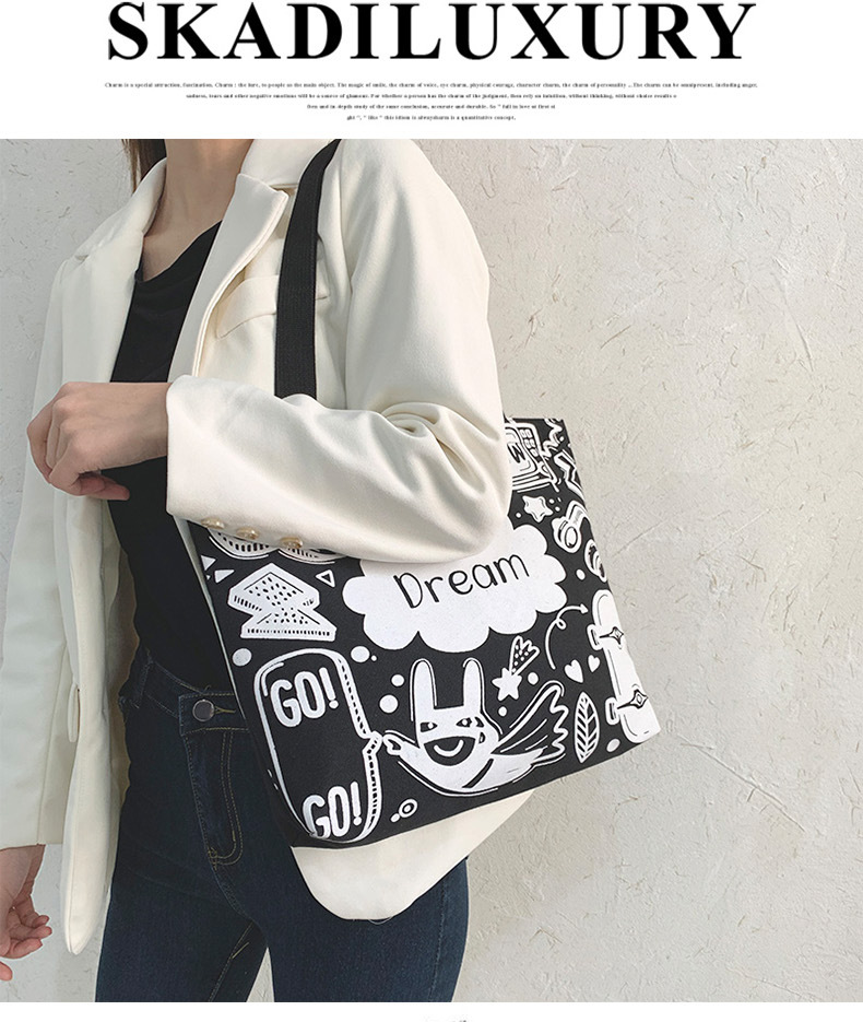 Women's Large Canvas Animal Cartoon Cute Zipper Tote Bag display picture 6