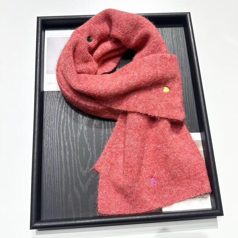 Wool Colorful Heart Yellow Knitted Scarf for Women 2024 Autumn and Winter New Style Warm Neck Scarf Wool Colorful Heart Yellow Knitted Scarf for Women 2024 Autumn and Winter New Style Warm Neck Scarf