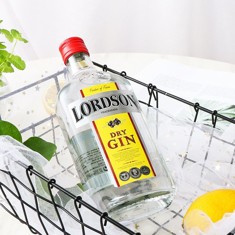 法国洛德森干金酒LORDSON700ML杜松子干味金酒鸡尾酒基酒原装进口