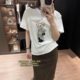 2025 New RL Pony Home Round Neck Bear Embroidery Sequin Embroidery Cartoon Casual Loose Women's T-Shirt