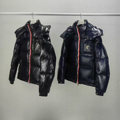 毒家现货原标蒙家冬季经典款男女同款三色织带保暖羽绒服外套男女