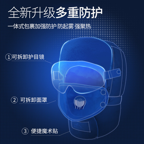New winter Lei Feng hat for men and women outdoor ski plus velvet warm goggles down hat windproof and waterproof DMZ92