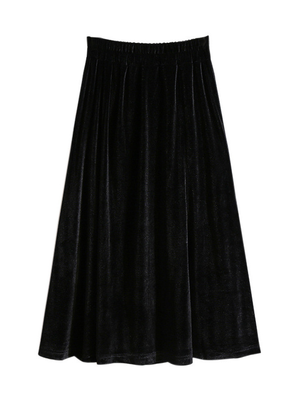 60-150kg Plus Size Velvet Skirt 2025 Spring & Fall New Fat mm High-End Draped Elegant Little Black Skirt