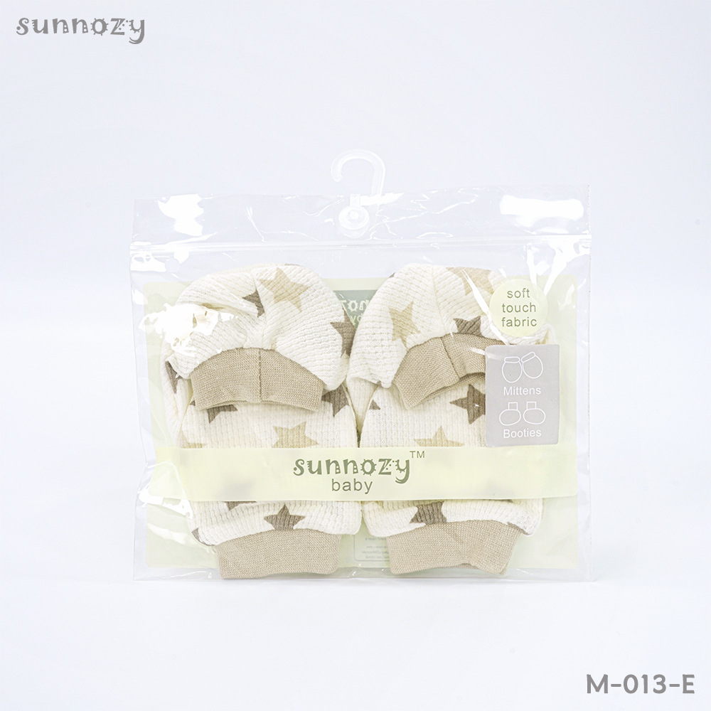 Guantes y cubrepiés protectores de algodón puro para bebés, Sunnozy, estilo europeo y americano, cálidos, antiarañazos, para manos y pies, venta al por mayor.