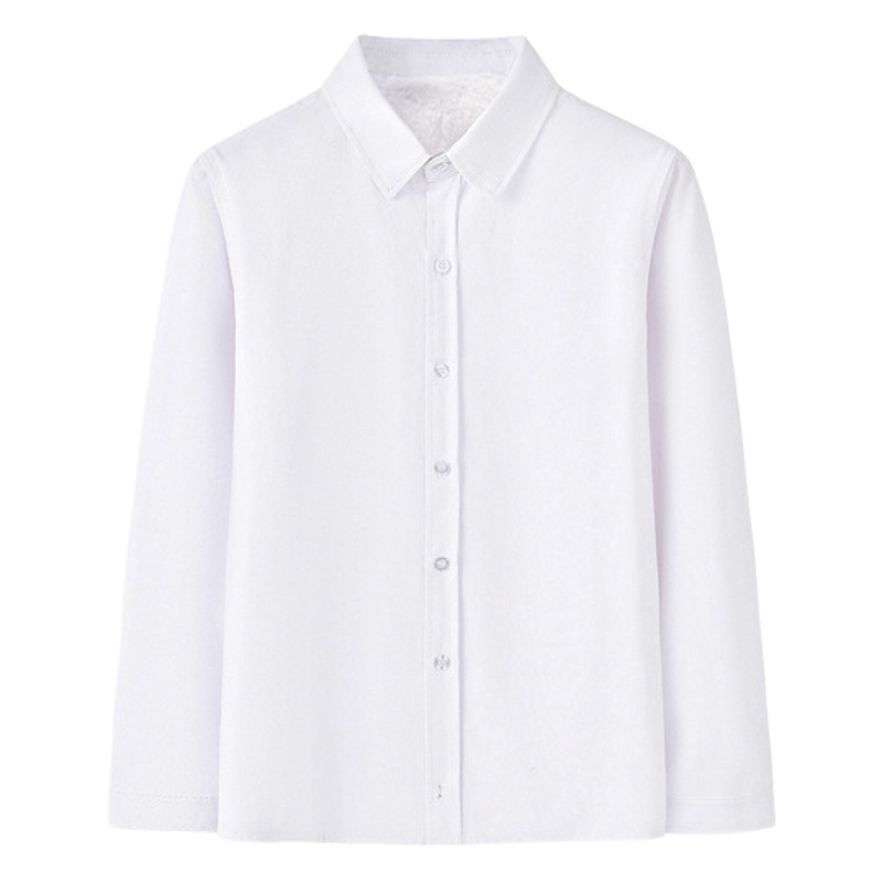 El fabricante de camisas blancas forradas de lana para niños en stock para niñas engrosó la camisa cálida de otoño e invierno para niños
