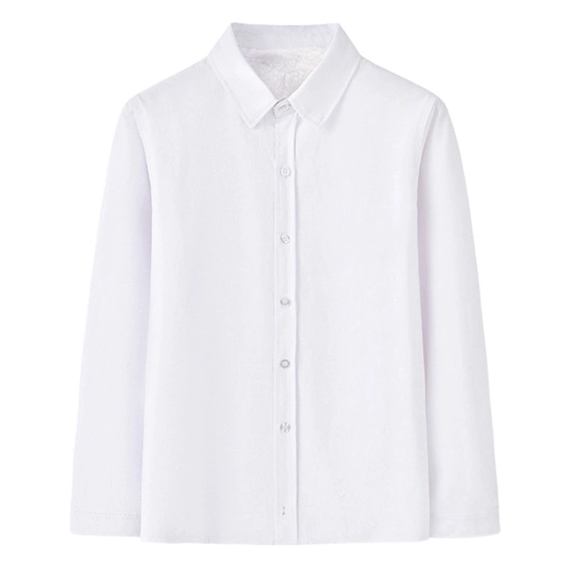 Белая рубашка для мальчиков на флисовой подкладке Фабрика в наличии Белые утолщенные осенне-зимние костюмы для девочек Теплая Детская рубашка