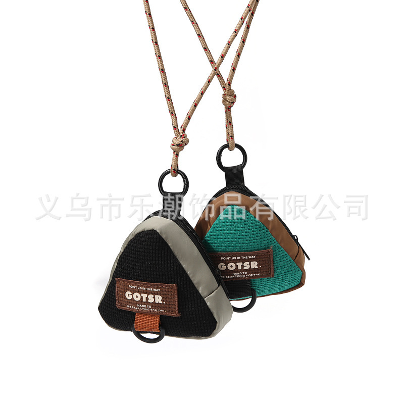 New Triangle Key Bag Coin Purse Hanging Neck Bag Trendy Brand Storage Bag Gift Distinctive Creative Leisure Satchel Student