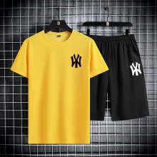 短袖男T恤休闲2025潮牌夏装新款薄男士运动套装速干短袖圆领衣服